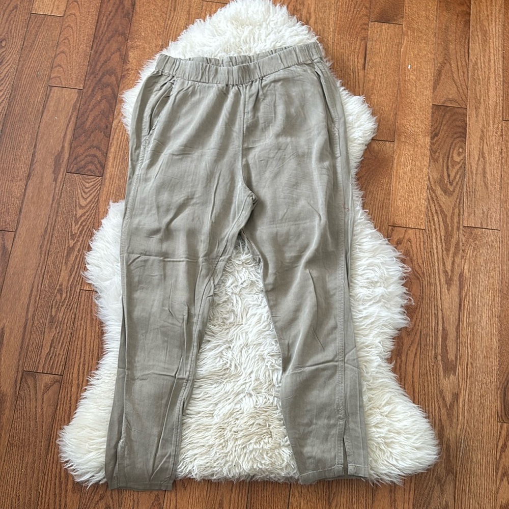 RVCA Olive Green Drawstring Linen Pants